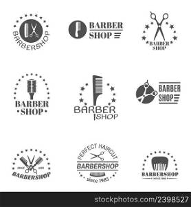 Premium quality barber shop black label set isolated vector illustration. Barber Shop Label Set