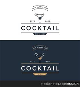 Premium quality cocktail alcohol drink logo in vintage style. Logo for bar, restaurant, pub, business, badge.