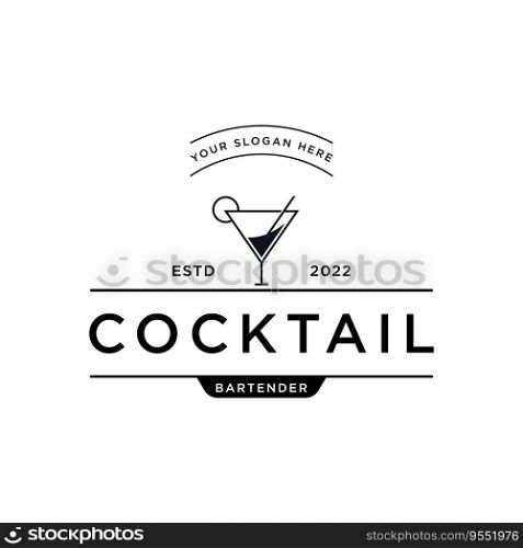 Premium quality cocktail alcohol drink logo in vintage style. Logo for bar, restaurant, pub, business, badge.