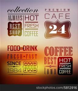 Premium quality coffee collection typography on blur background