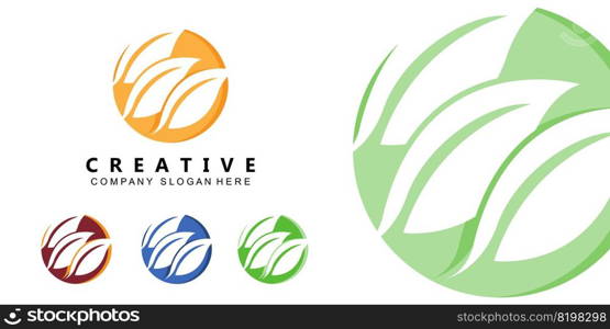 premium quality green leaf plant logo vector symbol