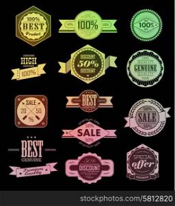 Premium Quality, Guarantee and sale Labels and typography design