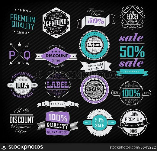 Premium Quality, Guarantee and sale Labels/ typography design/ old style labels collection