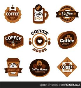 Premium quality hot coffee drink labels set isolated vector illustration. Coffee Labels Set