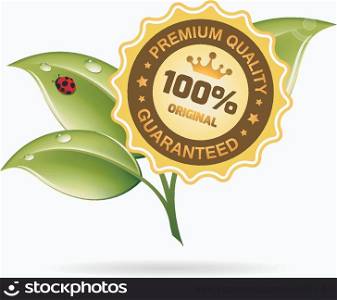 Premium Quality Label with Leaves