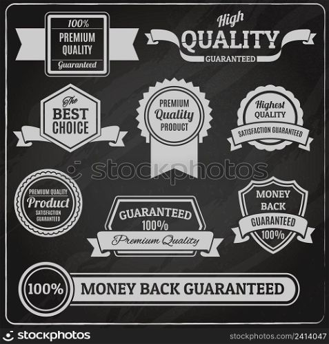 Premium quality products best choice chalkboard labels set isolated vector illustration