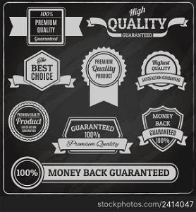 Premium quality products best choice chalkboard labels set isolated vector illustration