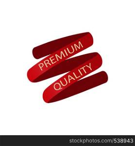 Premium quality red ribbon icon in cartoon style on a white background. Premium quality red ribbon icon, cartoon style