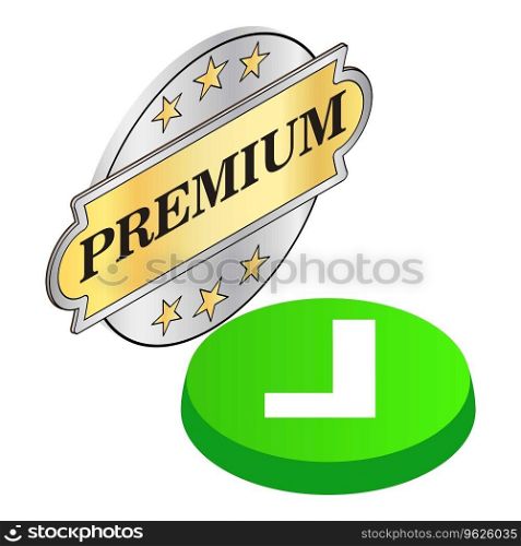 Premium sign icon isometric vector. Premium quality sign, button with check mark. Confirmation, compliance. Premium sign icon isometric vector. Premium quality sign button with check mark