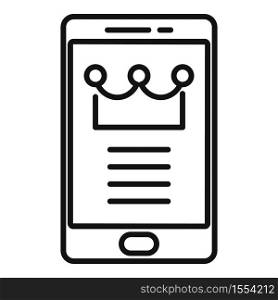 Premium smartphone icon. Outline premium smartphone vector icon for web design isolated on white background. Premium smartphone icon, outline style