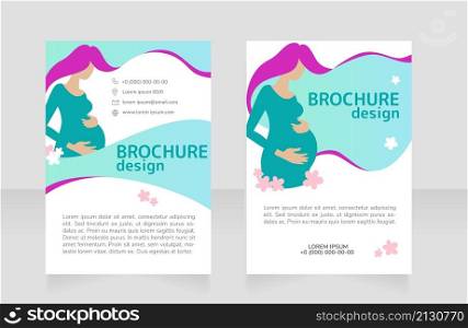 Prenatal care blank brochure design. Template set with copy space for text. Premade corporate reports collection. Editable 2 paper pages. Rounded Mplus 1c Bold Bold, Nunito Light fonts used. Prenatal care blank brochure design