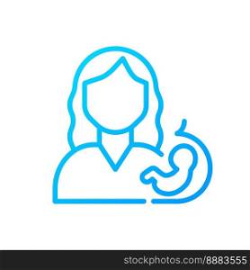 Prenatal care pixel perfect gradient linear vector icon. Planning pregnancy. Mother and baby health screening. Thin line color symbol. Modern style pictogram. Vector isolated outline drawing. Prenatal care pixel perfect gradient linear vector icon