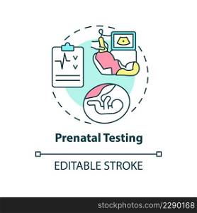 Prenatal testing concept icon. Pregnancy assistance. Medical diagnostic service abstract idea thin line illustration. Isolated outline drawing. Editable stroke. Arial, Myriad Pro-Bold fonts used. Prenatal testing concept icon