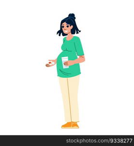 prenatal vitamins vector. vitamin woman, medicine mother, health belly, care motherhood, maternity baby prenatal vitamins character. people flat cartoon illustration. prenatal vitamins vector