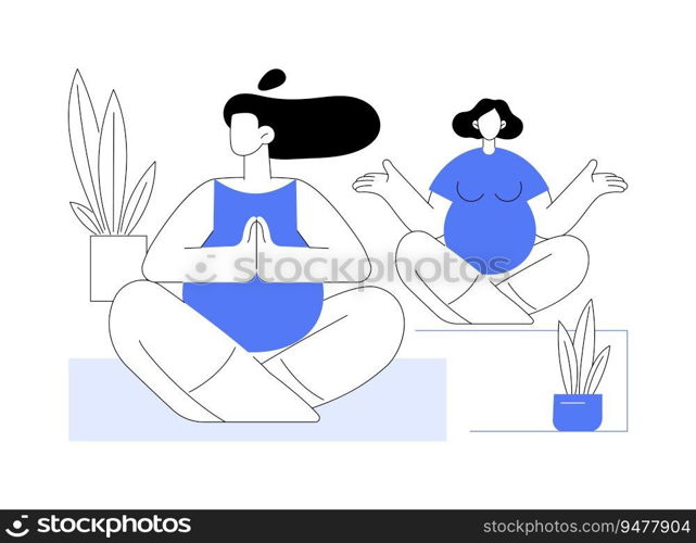 Prenatal yoga abstract concept vector illustration. Group of pregnant women doing fitness in gym together, reproductive medicine, prenatal gymnastics, meditation process abstract metaphor.. Prenatal yoga abstract concept vector illustration.