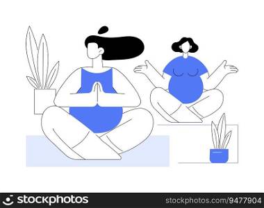 Prenatal yoga abstract concept vector illustration. Group of pregnant women doing fitness in gym together, reproductive medicine, prenatal gymnastics, meditation process abstract metaphor.. Prenatal yoga abstract concept vector illustration.