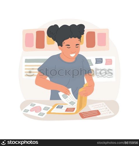 Preparation for student-led conference isolated cartoon vector illustration. Student preparing collection, child puts work in folder, get ready for conference, create portfolio vector cartoon.. Preparation for student-led conference isolated cartoon vector illustration.