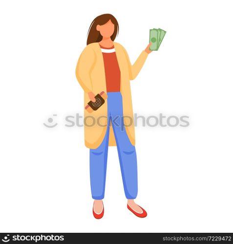 Preparation for vacation, holiday flat vector illustration. Getting ready for trip. Budget tourism. Girl with boarding pass idea isolated cartoon outline character on white background. Preparation for vacation, holiday flat vector illustration