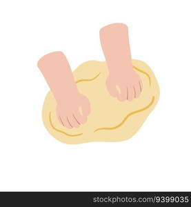 Preparation of dough for pizza or baking. Homemade bakery and cake. Cooking and food. Flat cartoon. Preparation of dough for pizza or baking.