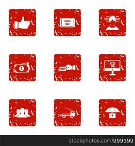 Prepare a payment icons set. Grunge set of 9 prepare a payment vector icons for web isolated on white background. Prepare a payment icons set, grunge style