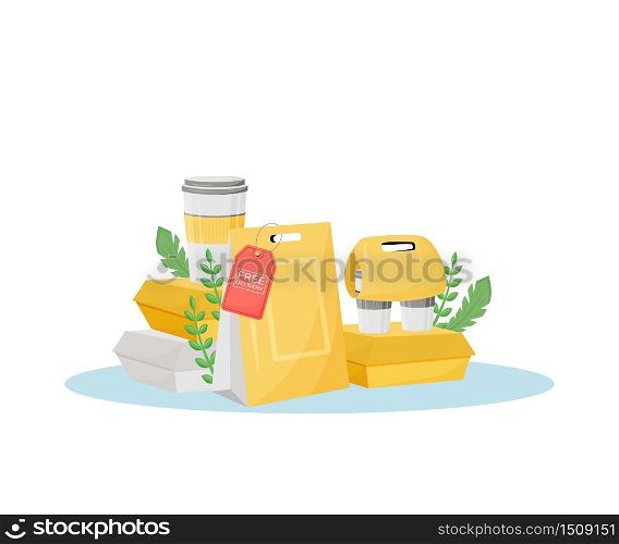Prepared food targeted delivery flat concept vector illustration. Eating online order making and tracking mobile application. E-commerce, fast food cooking and delivery creative idea