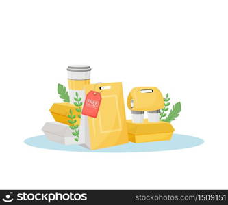 Prepared food targeted delivery flat concept vector illustration. Eating online order making and tracking mobile application. E-commerce, fast food cooking and delivery creative idea