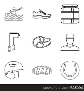 Preparing for game icons set. Outline set of 9 preparing for game vector icons for web isolated on white background. Preparing for game icons set, outline style