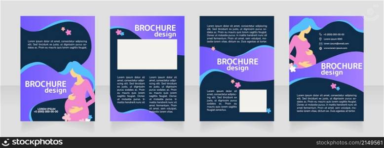 Preparing for labor blank brochure design. Template set with copy space for text. Premade corporate reports collection. Editable 4 paper pages. Rounded Mplus 1c Bold, Nunito Light fonts used. Preparing for labor blank brochure design
