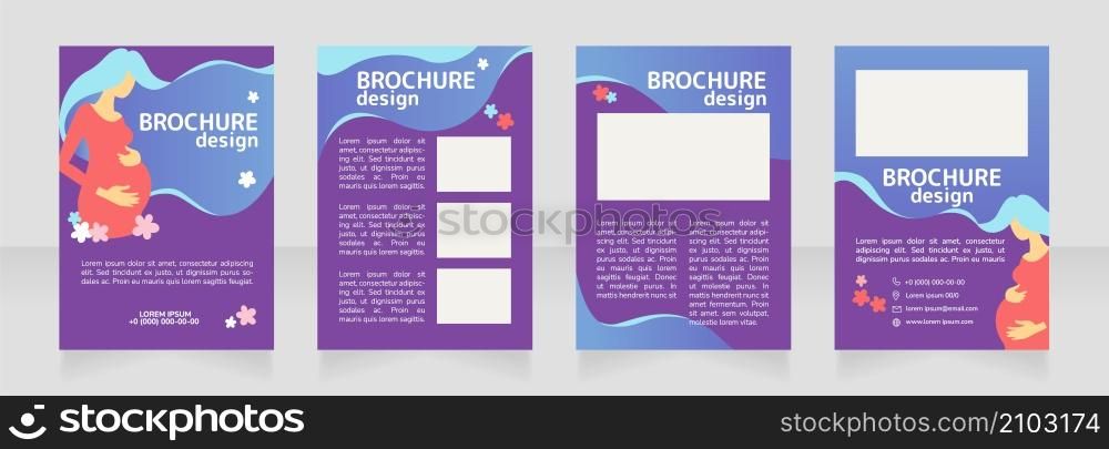 Preparing for motherhood blank brochure design. Template set with copy space for text. Premade corporate reports collection. Editable 4 paper pages. Rounded Mplus 1c Bold, Nunito Light fonts used. Preparing for motherhood blank brochure design