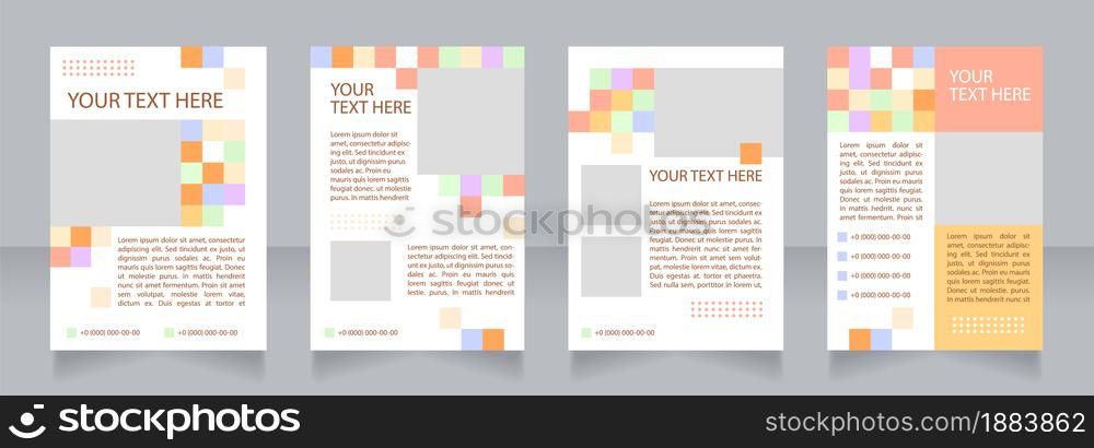 Preschool education organization promotion blank brochure layout design. Vertical poster template set with empty copy space for text. Premade corporate reports collection. Editable flyer paper pages. Preschool education organization promotion blank brochure layout design
