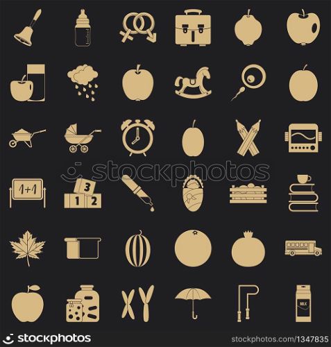 Preschool icons set. Simple style of 36 preschool vector icons for web for any design. Preschool icons set, simple style
