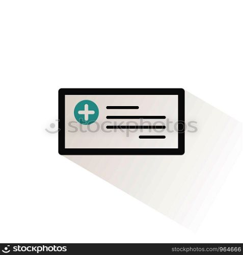 Prescription. Flat color icon with beige shade. Pharmacy and medicine vector illustration