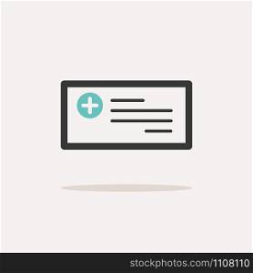 Prescription. Icon with shadow on a beige background. Pharmacy flat vector illustration