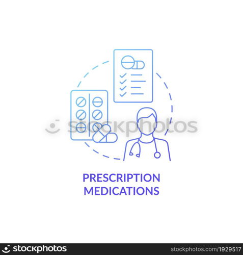 Prescription medications blue gradient concept icon. Pneumonia treatment abstract idea thin line illustration. Treating infectious diseases. Pharmaceutical drugs. Vector isolated outline color drawing. Prescription medications blue gradient concept icon
