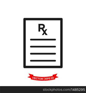 prescription medicine in trendy flat design, RX vector icon