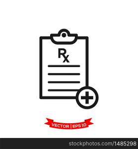 prescription medicine in trendy flat design, RX vector icon