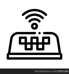 Presence of Wi-Fi in Taxi Online Taxi Icon Vector Thin Line. Contour Illustration. Presence of Wi-Fi in Taxi Online Icon Vector Illustration