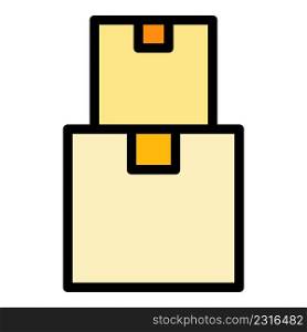Present box icon. Outline present box vector icon color flat isolated. Present box icon color outline vector