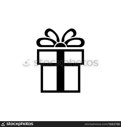 Present, Gift Box. Flat Vector Icon illustration. Simple black symbol on white background. Present, Gift Box sign design template for web and mobile UI element. Present, Gift Box Flat Vector Icon