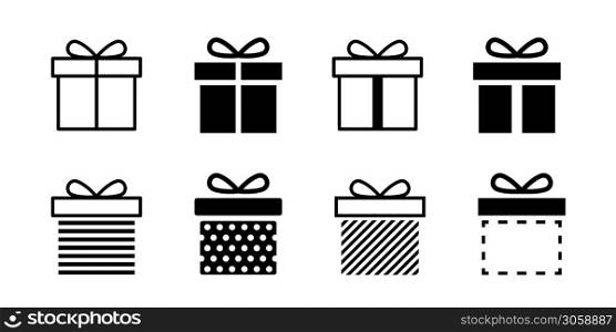 Present gift box icon. Vector isolated elements. Christmas gift icon dotted illustration vector symbol. Surprise present linear design. Stock vector. EPS 10