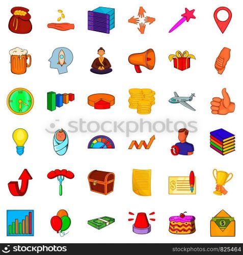Present icons set. Cartoon style of 36 present vector icons for web isolated on white background. Present icons set, cartoon style