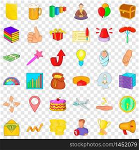 Present icons set. Cartoon style of 36 present vector icons for web for any design. Present icons set, cartoon style
