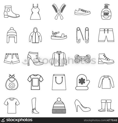 Present icons set. Outline set of 25 present vector icons for web isolated on white background. Present icons set, outline style