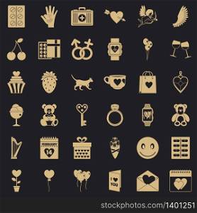Present icons set. Simple style of 36 present vector icons for web for any design. Present icons set, simple style