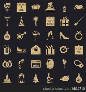 Present icons set. Simple style of 36 present vector icons for web for any design. Present icons set, simple style