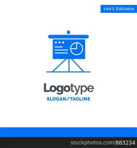 Presentation, Analytics, Board, Business Blue Solid Logo Template. Place for Tagline