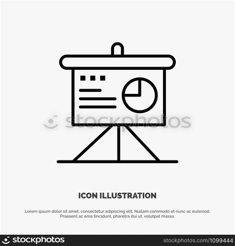 Presentation, Analytics, Board, Business Line Icon Vector