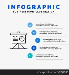 Presentation, Analytics, Board, Business Line icon with 5 steps presentation infographics Background