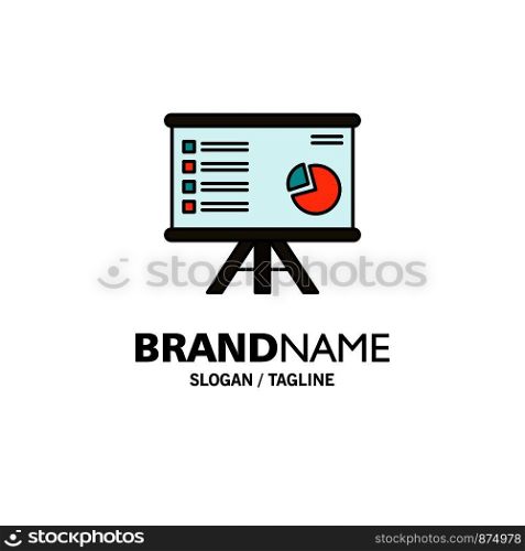 Presentation, Analytics, Business, Chart, Graph, Marketing, Report Business Logo Template. Flat Color