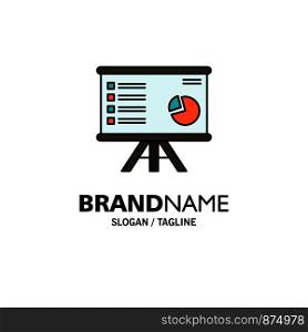 Presentation, Analytics, Business, Chart, Graph, Marketing, Report Business Logo Template. Flat Color